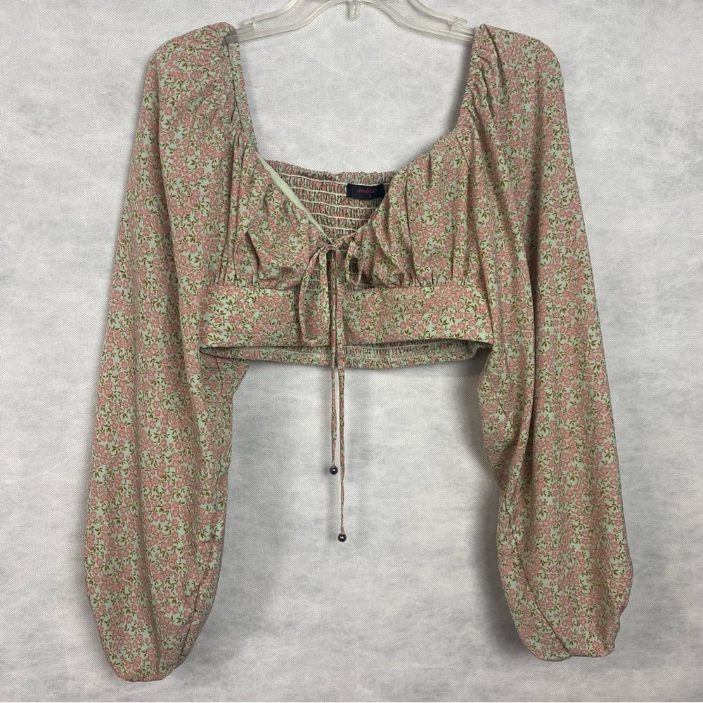 Floral Long Sleeve Crop Top